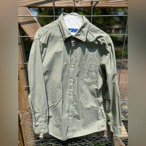 J.Crew vintage men’s sage green striped collared shirt size medium